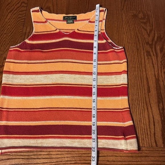 Eddie Bauer women’s Striped Multicolor cotton Knit Tank Top V neck sleeveless S - Picture 6 of 7